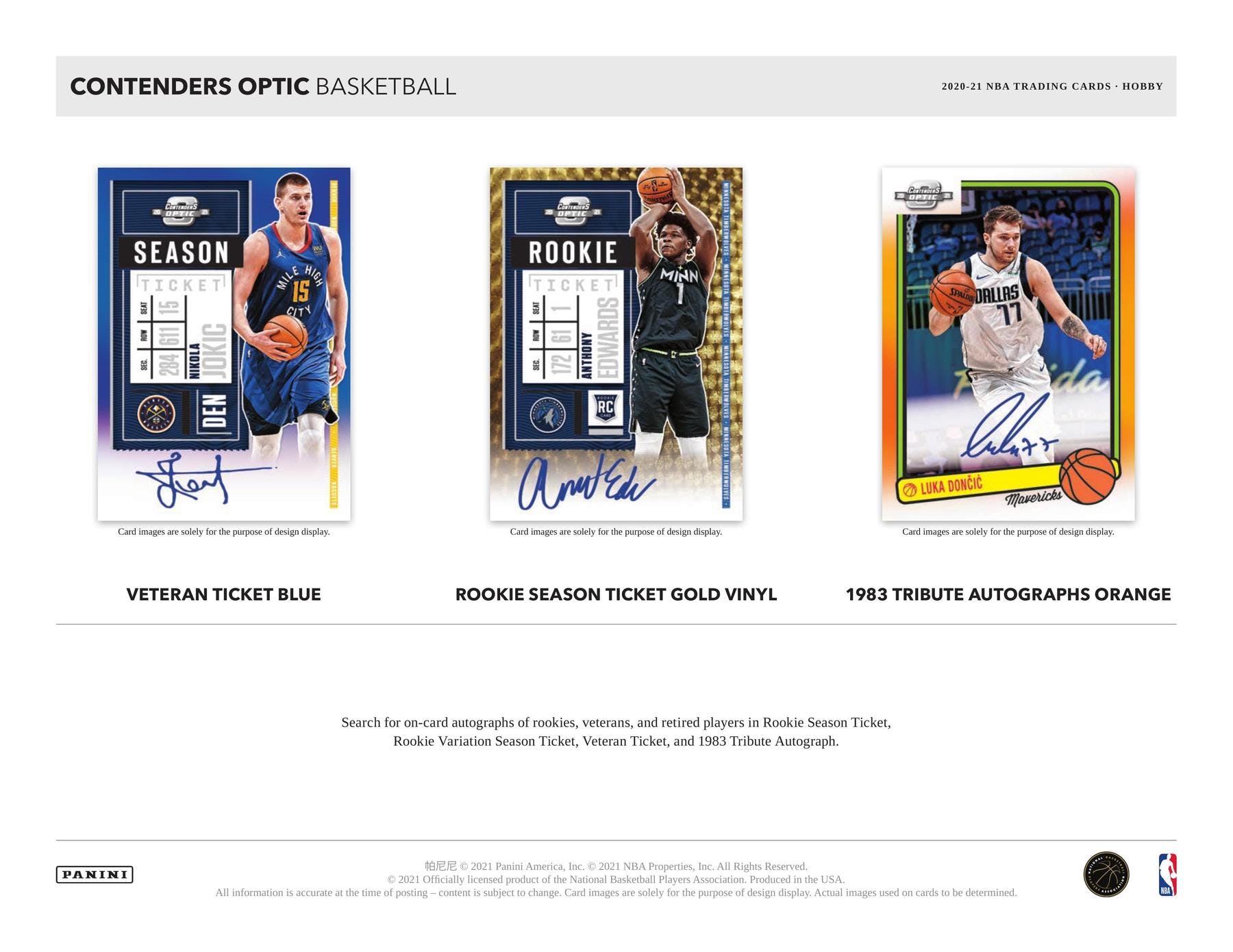 2020-21 Panini Optic Contenders NBA Hobby Inner Case