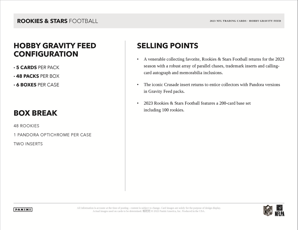 2023 Panini Rookies & Stars Football Hobby Gravity Feed Pack