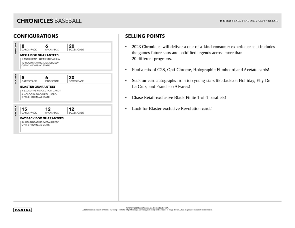 2023 Panini Chronicles Baseball 20 Mega Box Case