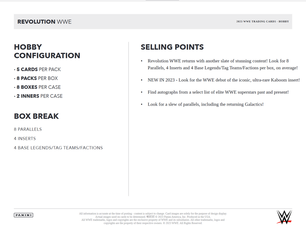 2023 Panini Revolution WWE Hobby 16 Box Case
