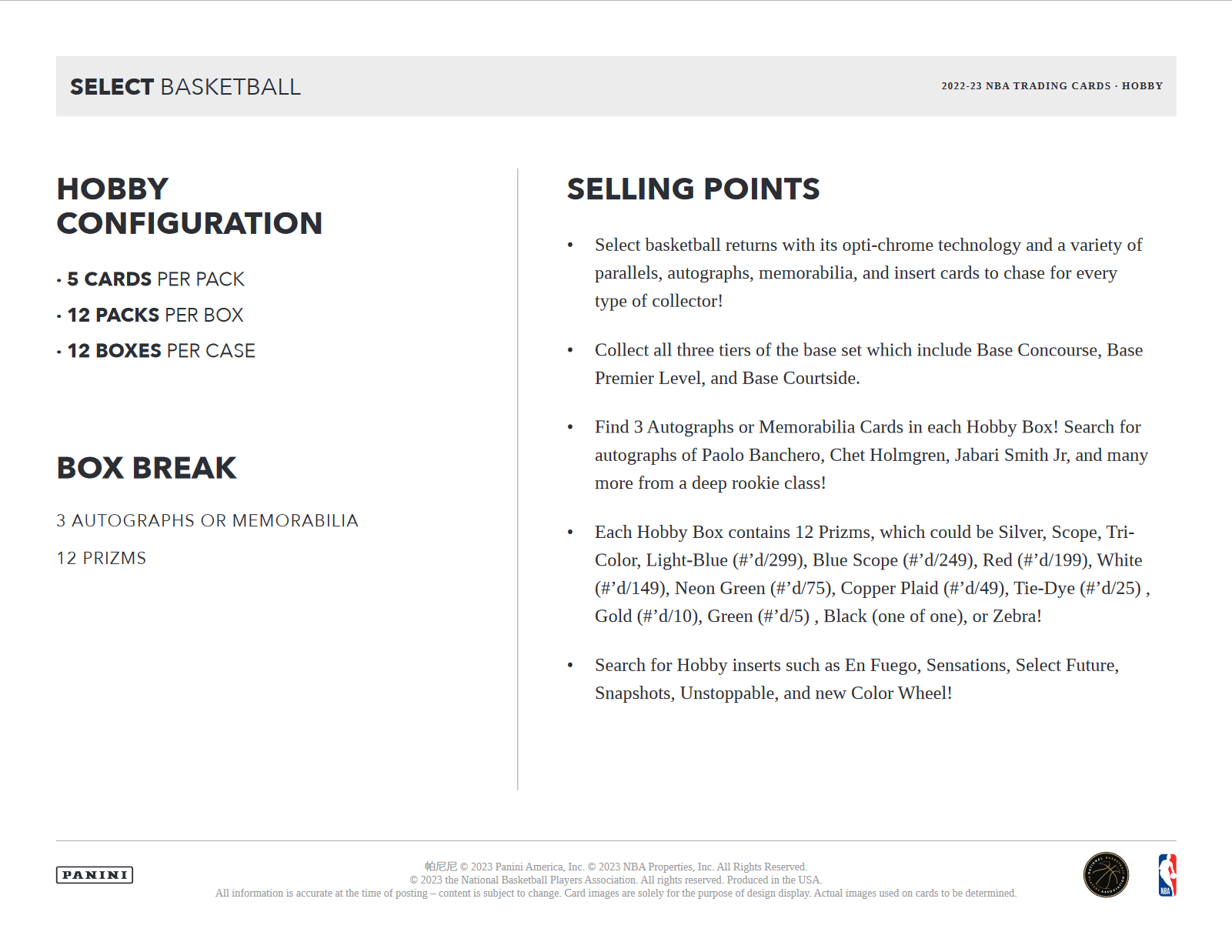 2022-23 Panini Select Basketball Hobby Box