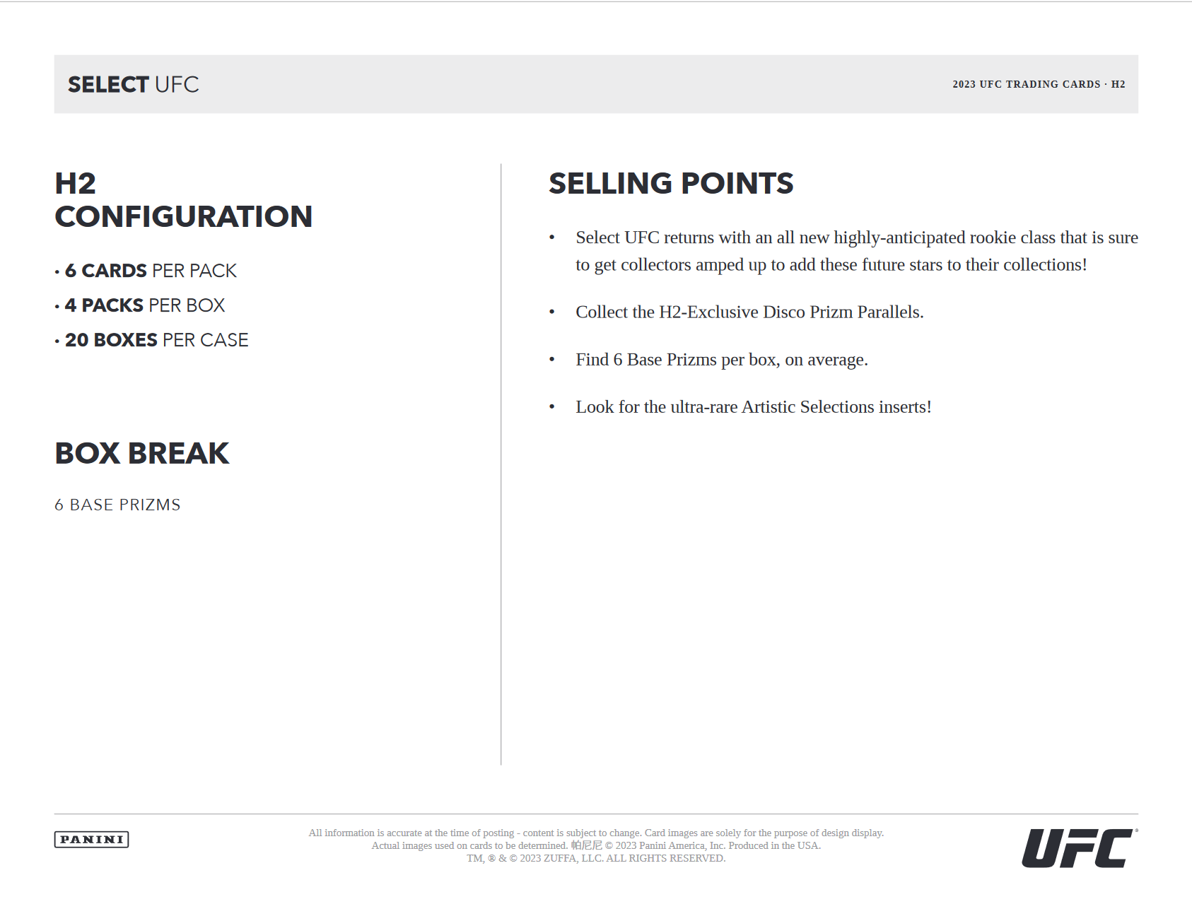 2023 Panini Select UFC H2 Box