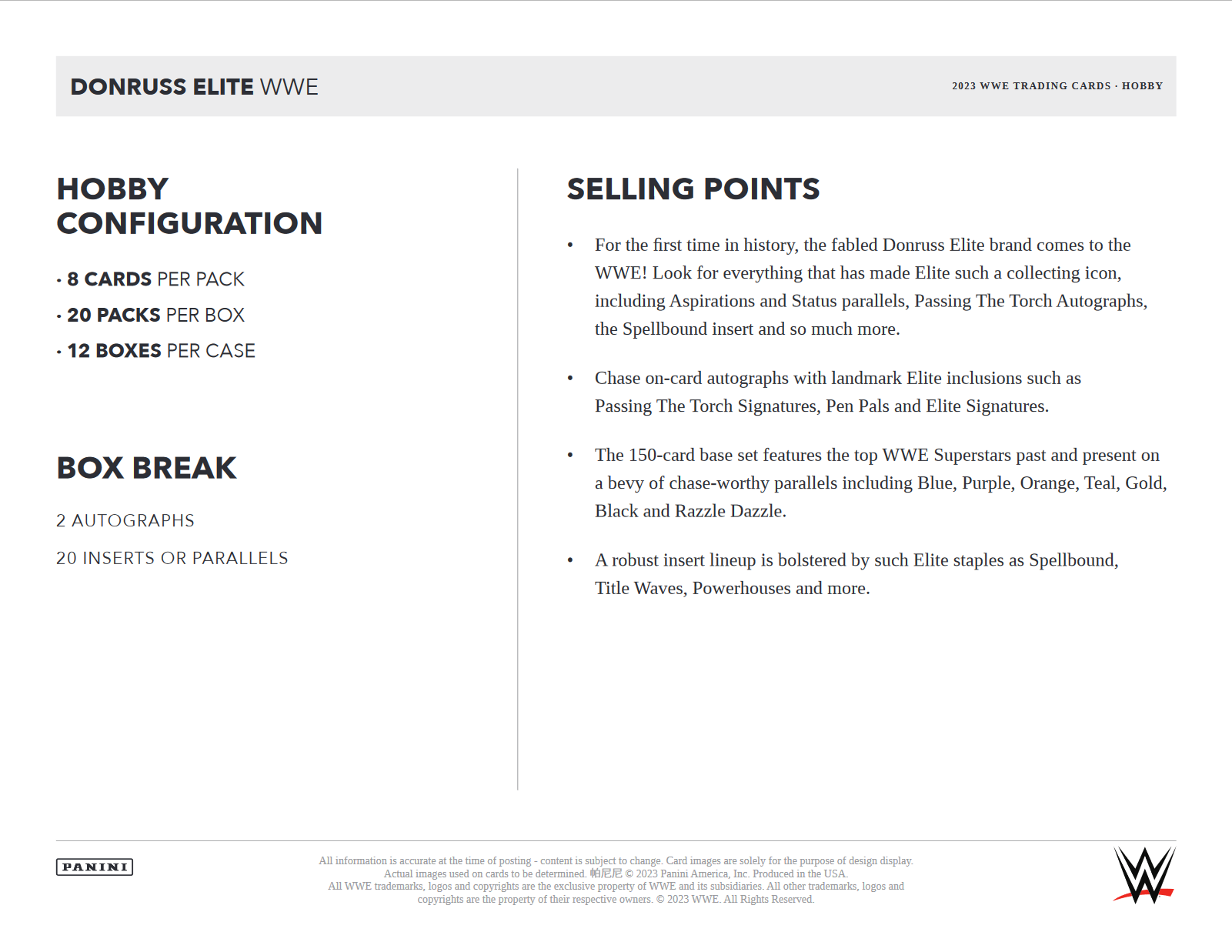 2023 Panini Donruss Elite WWE Hobby Box