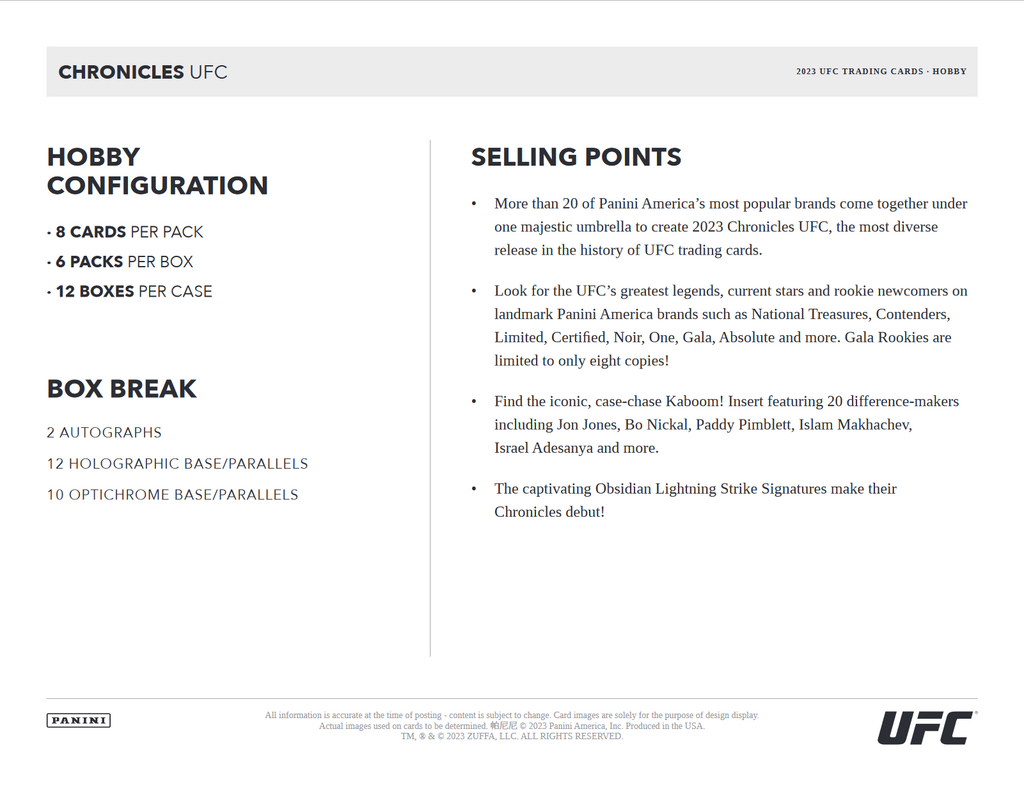 2023 Panini Chronicles UFC Hobby Box