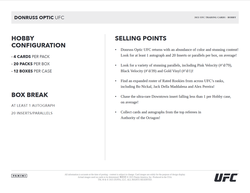 2023 Panini Donruss Optic UFC Hobby Box