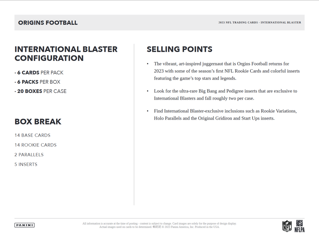 2023 Panini Origins Football International Blaster Box