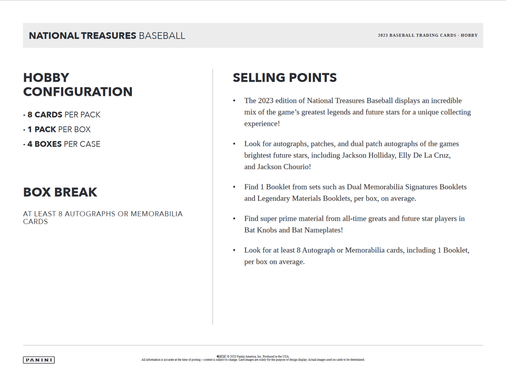 2023 Panini National Treasures Baseball Hobby 4 Box Case