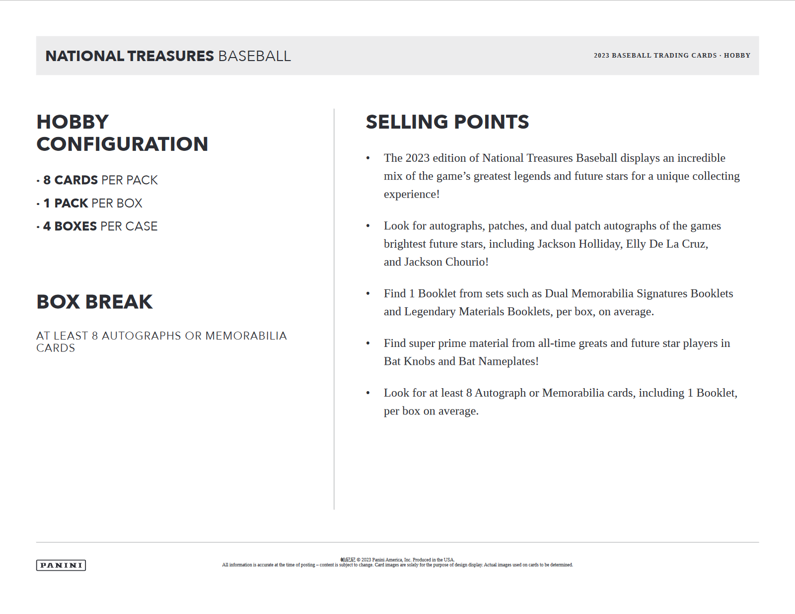 2023 Panini National Treasures Baseball Hobby 4 Box Case