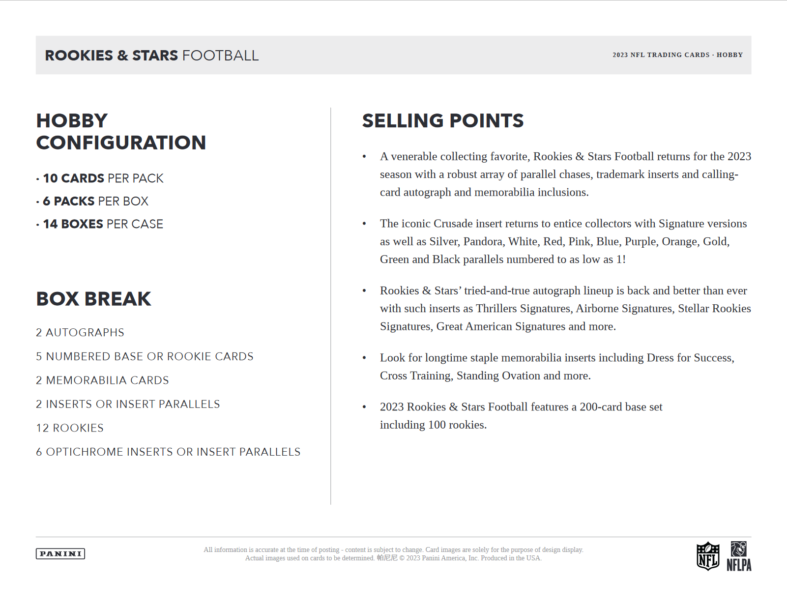 2023 Panini Rookies & Stars Football Hobby 14 Box Case